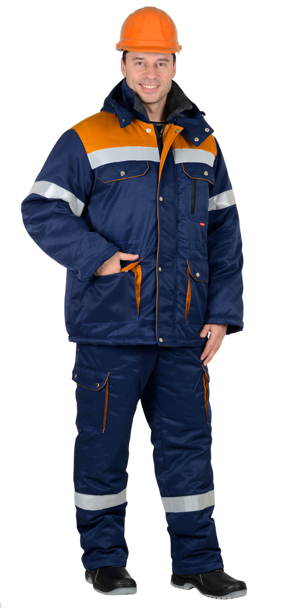 костюм зимний стим куртка полукомб цвет т синий оранжевый фото 117